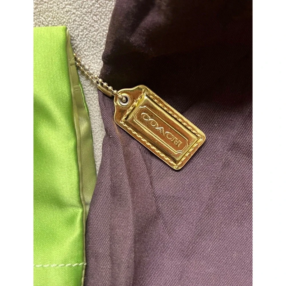COACH 12926 AMANDA FOLD OVER Green SATIN CHAIN SHOULDER BAG
